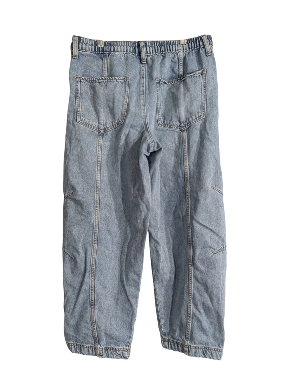 Scoop Barrel Leg Jeans Women's Medium (8/10) Light Wash Pull-On Drawstring Denim - Picture 5 of 8